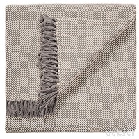 Couvre-lit commerce équitable  tissu doux  100% coton tissé main pour divan ou sofa  motifs chevron gris  225 x 250 cm BS7 - B071P7FW9D